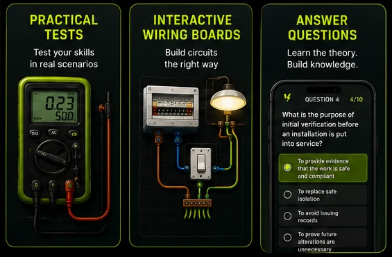 Voltbase game practical tests, wiring boards and questions
